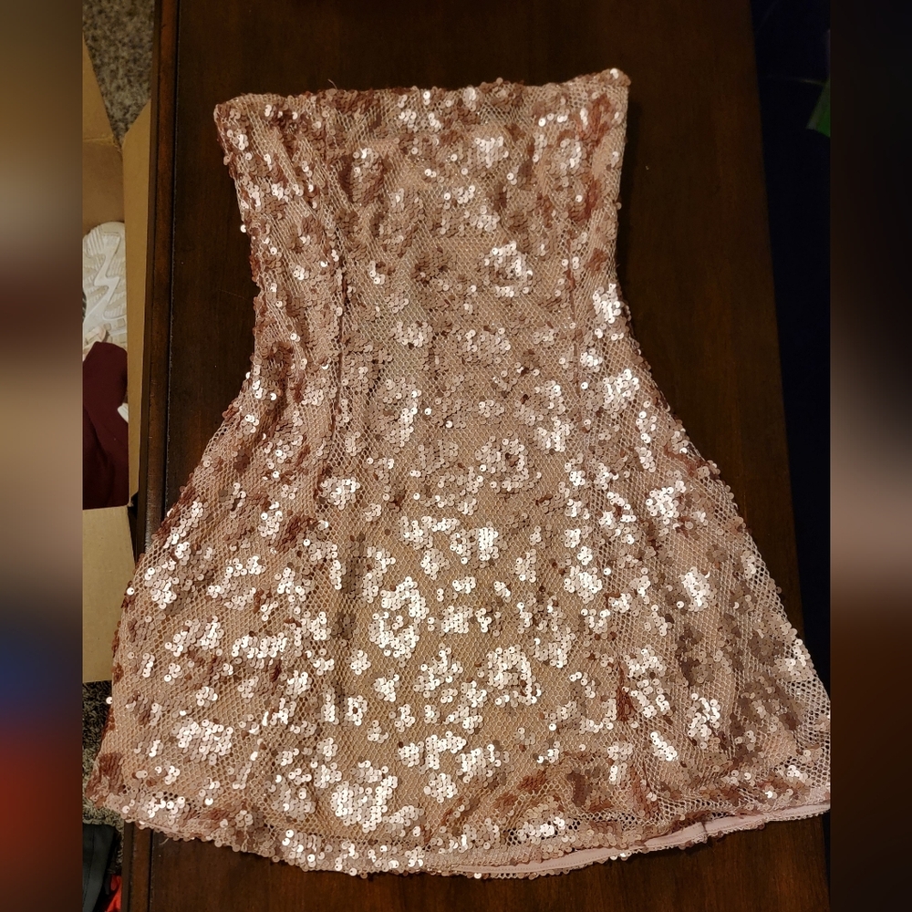 Meshki Rose Gold Sequin Mini Dress